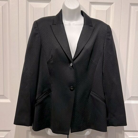 Sunny Choi Black Embossed Lined Wool Blazer Size 10 - Picture 1 of 12